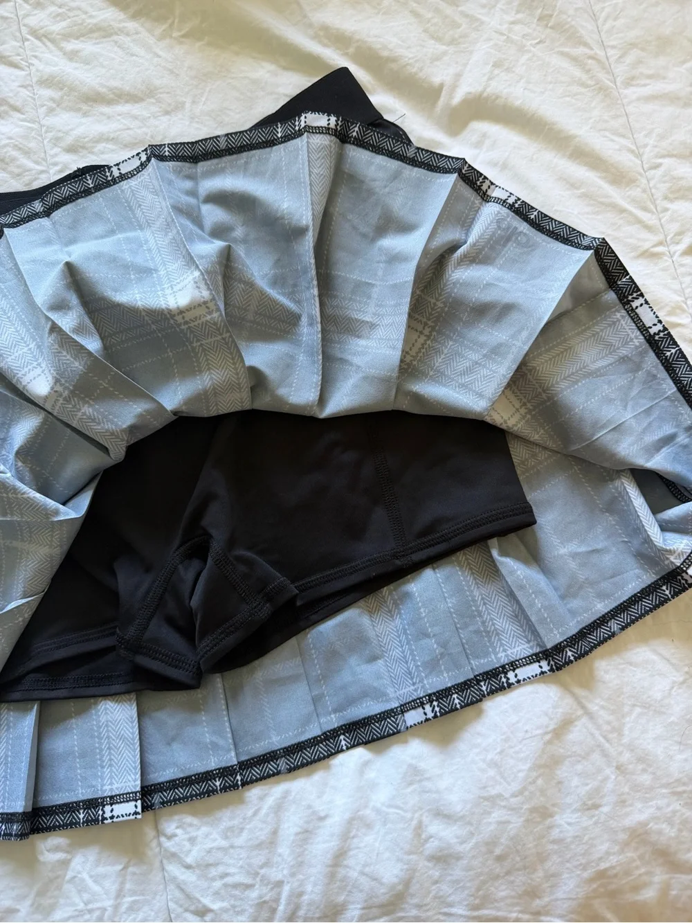 ALO Yoga Black and White Plaid Mini Skirt